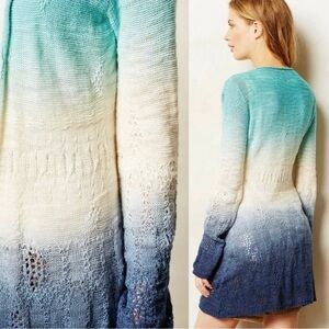 Anthropologie Moth Tonal Tide Cardigan Ombre Blue Size M